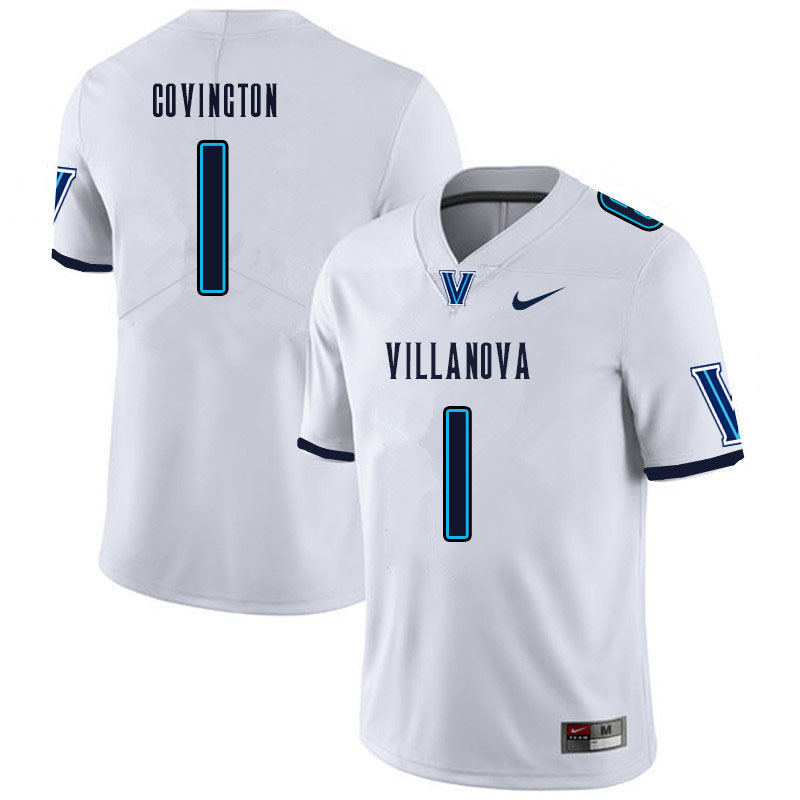 Men #1 Justin Covington Villanova Wildcats College Football Jerseys Sale-White - Click Image to Close